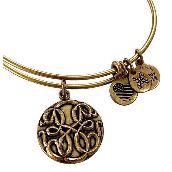 Vintage Alex & Ani Path of Life Embossed Charm Bangle 2016 - Picture 2 of 4